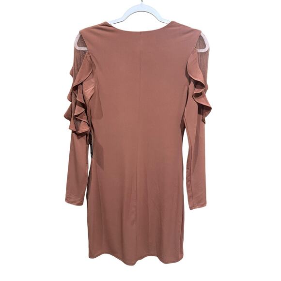 NWT EXPRESS Blush Ruffle Sleeve V Neck Sheath Stretch Dress Women's Size Small - Picture 4 of 16
